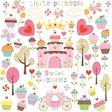 picture of Jomoval Room Mates Repositionable Children's Wall Stickers, Cupcake Castle