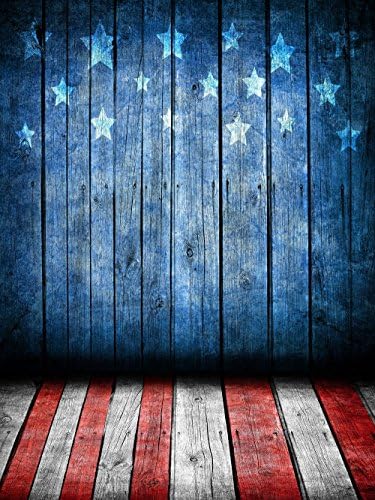 Wood Backdrop 3x5ft for 4th of July Kids Photo Booth Background Star Strips Backdrops