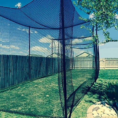 Gourock 12' High X 12' Wide X 70' Long Batting Cage Net, 36 Polypro Netting, Rope Bordered with Door