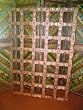 Antique Teak Wooden Panel Screen Wall Art Brass Accents