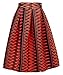 Women High Waist Vintage Vertical Stripe Jumper Pleated Mini Skirt Flared Skater
