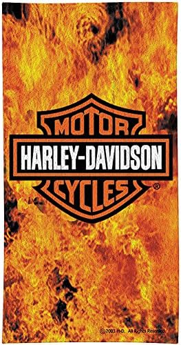 Harley Davidson Motorcycles Fire And Flames 100% Cotton Beach Or Bath Towel