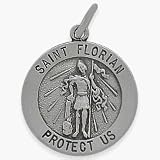 Sterling Silver Saint Florian 18.5mm Religious Medallion with Chain