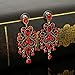 BriLove Antique-Gold-Toned Dangle Earrings Women's Vintage Style Bridal Crystal Drop Hollow Filigree Chandelier Earring Ruby Color