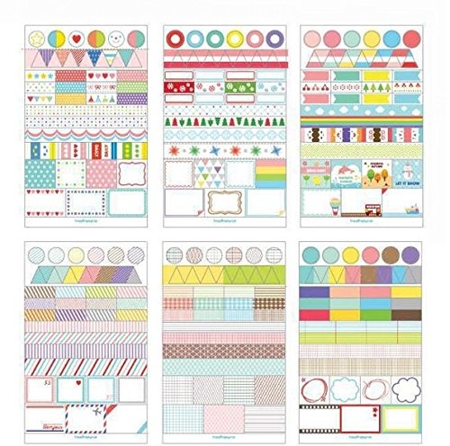 Seasonstorm (TM) 6 sheets/set Cute Simple Life Calendar Paper Sticker Scrapbook Calendar Diary Planner Decor with Free Gift Logo Keychain (1 set (30 days slow shipping))