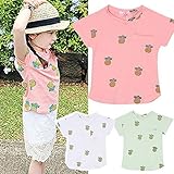 【 韓国スタイル子供服】夏新作半袖 Tシャツ　キッズ /女の子　パイナップル柄/可愛い プリント全2色100/110/120/130/140 Pink,130cm