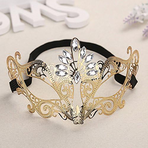 Masquerade Mask Luxury Mask Women's Swam Metal Filigree Lady Masquerade Halloween Party Mask (Golden)