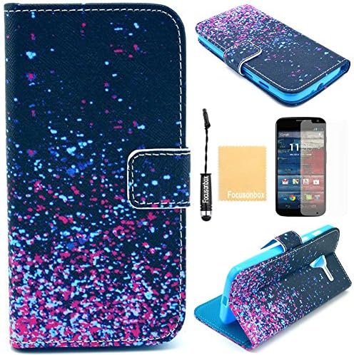 Moto X Case, Focusonbox(TM)PU Leather Protective Flip Folio Slim Fit Wallet Purse Stand Case Cover for Motorola Moto X (1st Generation), with Screen Protector, Stylus and Cleaning Cloth YB18