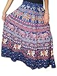 Maxi Skirt Womans Ink Blue Elephant Print Bohemian Cotton Long Skirts
