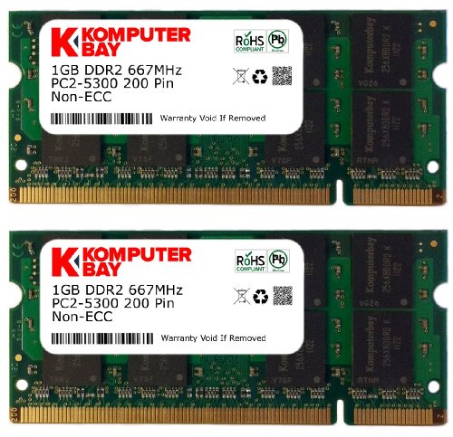Komputerbay 2GB 2X 1GB DDR2 667MHz PC2-5300 PC2-5400 DDR2 667 (200 PIN) SODIMM Laptop-Speicher