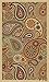 NEW Multi Paisley Design Rubber backed non-slip Area Rug Carpet - Ivory - 3x5