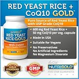 NutriGold Red Yeast Rice with CoQ10 GOLD, 600 mg, 120 Vegetarian Capsules (Red Yeast Rice Extract 600mg Plus CoQ10 50mg)