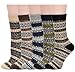 Zando Womens Wool Socks Winter Athletic Socks Crew Sock Warm Hiking Merino Wool Socks Soft Thick Mid Calf New Dark Stripe