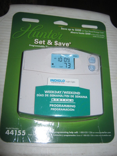 Hunter 44155 Programmable Digital Thermostat with Indiglo