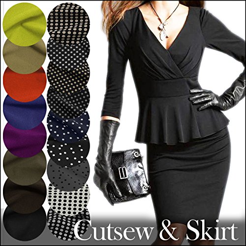 (マコリーナ) Macolina ツーピース ドレス スカート セット 7分袖 七分袖 カシュクールカットソー タイトスカート スリム フリーサイズ