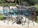 3pc Outdoor Cast Aluminum Bar Table Set in Black Finish