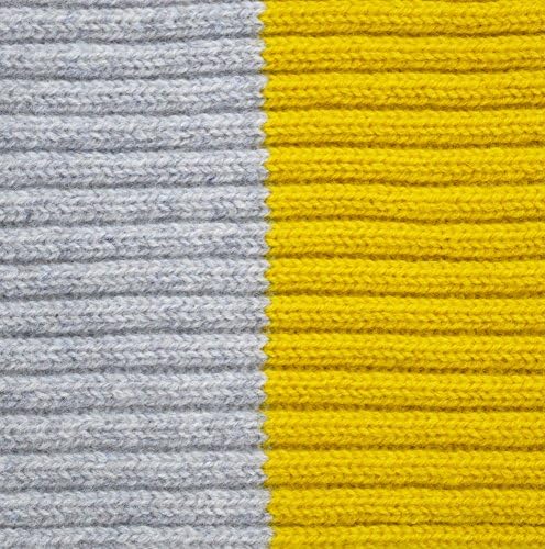 Luxury Ribbed Scarf Knitting Kit - Light Grey and Acid Yellow