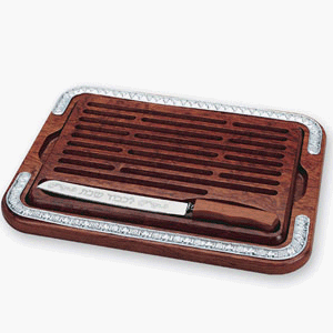 Challah Board - Deluxe Silver Challah Board & Knife Set