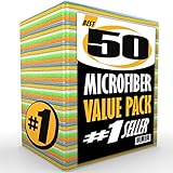 Best Microfiber Cleaning Cloths Set (HUGE 50 PACK - GET 2X More!) Micro Fiber Towels & Rags are Perfect for Auto Detailing, Car Polishing, Dish Drying & Washing - Scratch Resistant Fabric Material