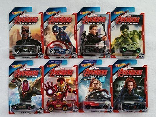 Bundle - 8 Items: Marvel Avengers Age of Ultron Hot Wheels Set
