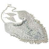 Silvertone Mesh Chain Bib Necklace Set Fashion Jewelry