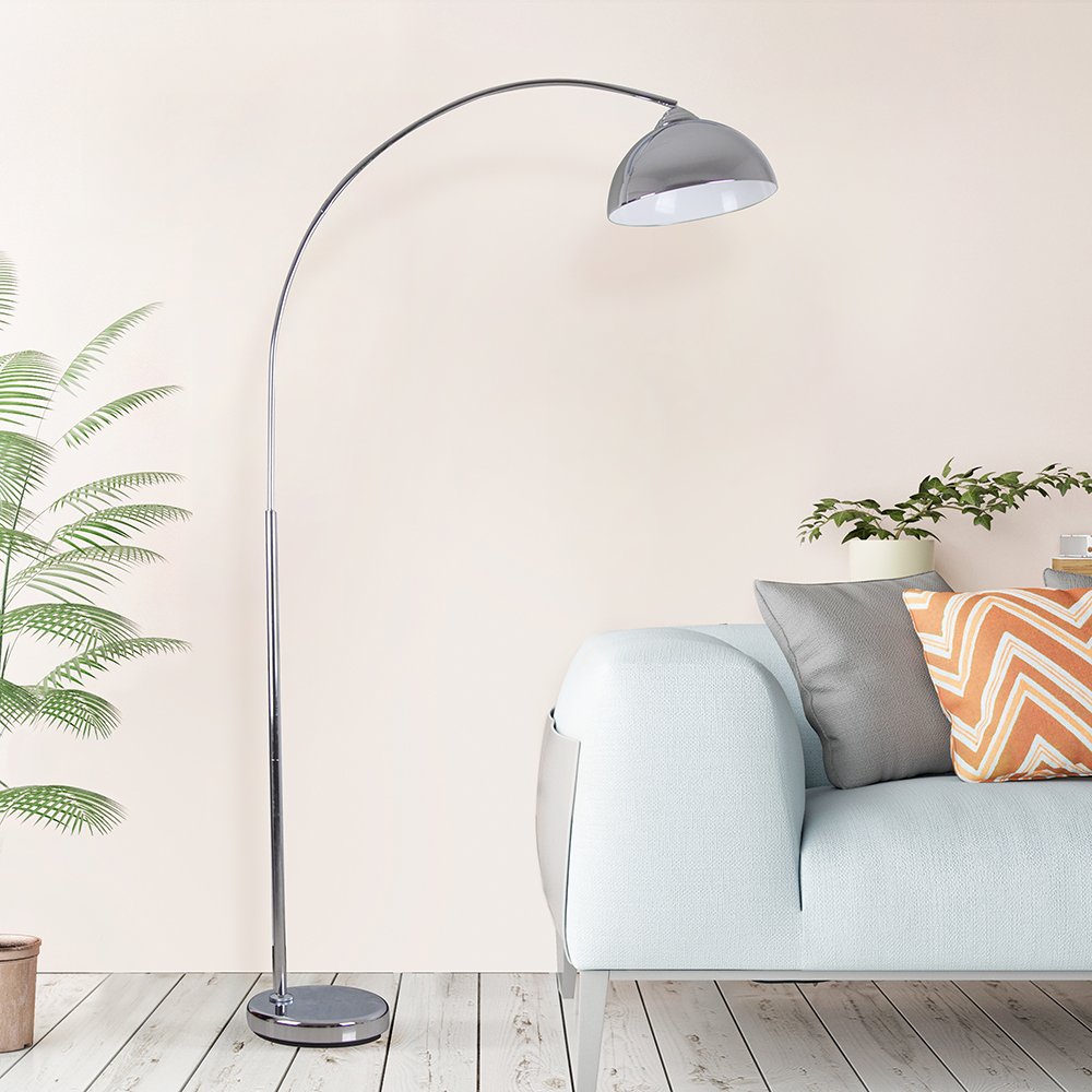 Catalina Silver Chrome Arc Floor Lamp, reading light, 3way switch,