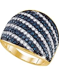 1.94ctw Blue Diamond Micro-Pave Ring 10K Yellow Gold