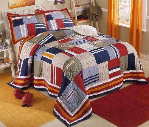 Ronnie Patchwork Prewashed Cotton Twin Quilt with Pillow Sham