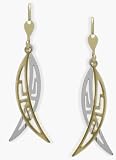 10 Karat Drop Style Two-Tone Gold Earrings