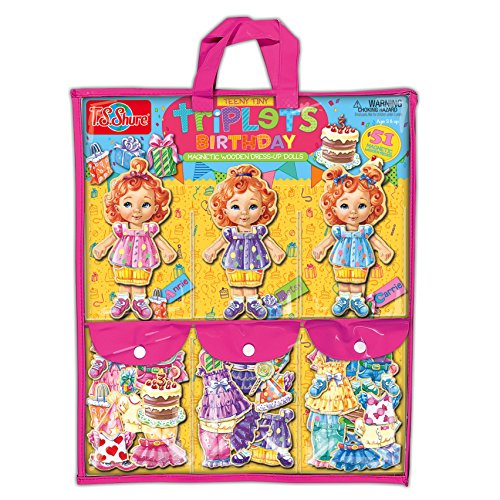 T.S. Shure Teeny Tiny Triplets Birthday Wooden Magnetic Dress-Up Dolls