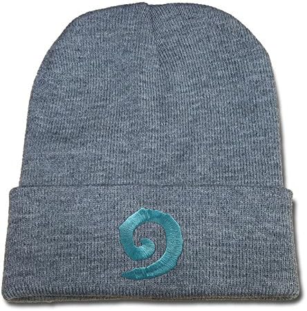JIUWEI Hearthstone Logo Beanie Fashion Unisex Embroidery Beanies Skullies Knitted Hats Skull Caps - Grey