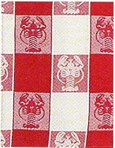 100% Cotton Jacquard Check Dishtowel, Red Lobster 18" X 28" Set / 6