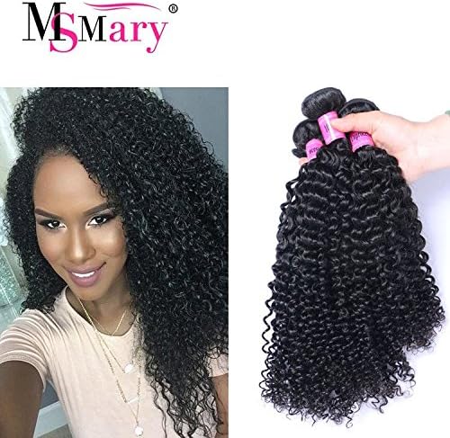Ms Mary Passion Grade 6a Human Hair Direct 100% Virgin Brazilian Human Hair Extensions kinky curly wave 3 pack Bundle,Natual Black Color 300g Total(16"16"18")