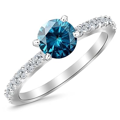 Blue diamond engagement rings amazon
