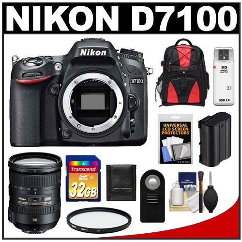 Nikon D7100 Digital SLR Camera Body with 18-200mm VR Lens + 32GB Card + Backpack + Battery + Filter + Accessory Kit On Sale