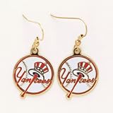NY New York Yankees TopHat Dangle French Hook Earrings MLB Baseball Sports Team Logo