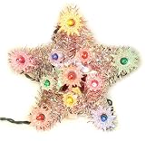 6 Lighted Silver Tinsel Star Christmas Tree Topper - Multi Lights