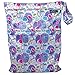 #1 Premium Quality Waterproof PUL Durable Designer Wet Bag for Baby Cloth Diaper / Multipurpose Storage Organizer Bag★ Machine Washable with Snap handle for strollers - for girls / guys. ★ (White Based with circular designs)★Arelpro★