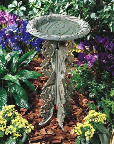 Butterfly Birdbath And Pedestal -green Picture