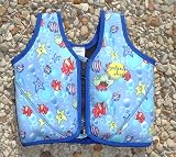 Splash About neoprene Float Jacket with adjustable buoyancy (*P&P only £2): Fish Print with Royal Blue binding, 1 to 3 years