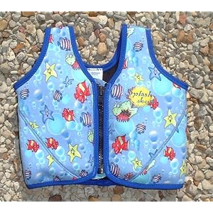 Splash About neoprene Float Jacket with adjustable buoyancy (*P&P only £2): Fish Print with Royal Blue binding, 1 to 3 years