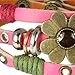 SilberDream leather bracelet pink with rivets and a flower for female, teens and girls genuine leather LA2913P