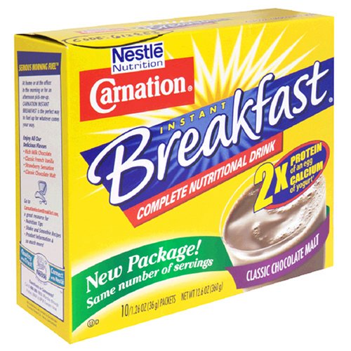 Carnation Instant Breakfast, Chocolate Malt Powder, 1.26-Ounce Units (Pack of 3)