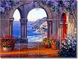 "Unrivaled Splendor" by Mikki Senkarik - Artwork On Tile Ceramic Mural 18" x 24" Kitchen Shower Backsplash