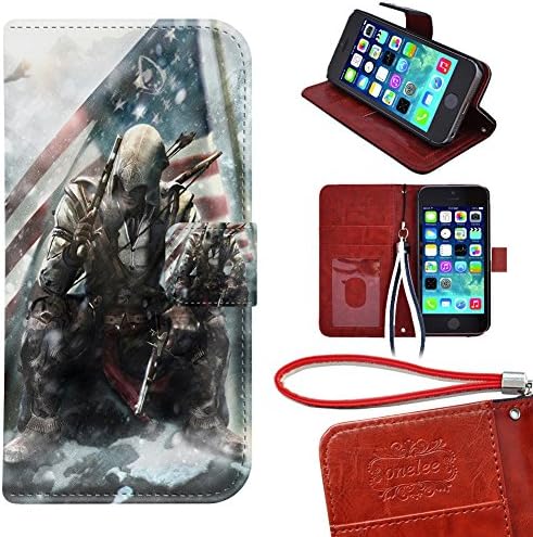 iPhone 5C Wallet Case, Assassin's Creed Purse Case For iPhone 5C With Hold 2 pcs Smartphone And Card slots Slots