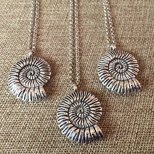 Silver Metal Ammonite Charm Necklace