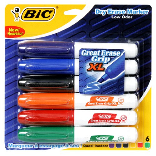 Childrens Toyshop  Toys : BIC Great Erase Grip XL Dry Erase Marker, Six 6-Count Packs (36 Markers)