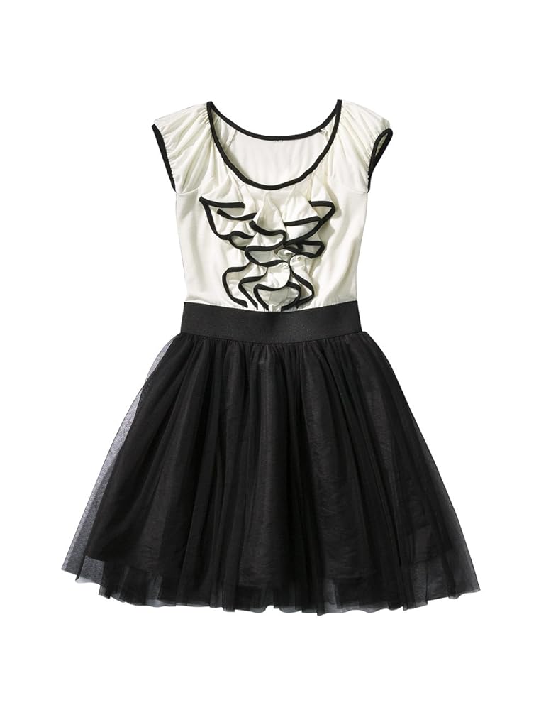 Girls' Disney Sonny Munroe Short-Sleeve Ruffle Dress - Cream/ Black Girls' Disney Sonny Munroe Short-Sleeve Ruffle Dress - Cream/ Black