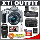 Canon Digital Rebel XTi 10.1MP Digital SLR Camera (Silver) + Canon EF-S 18-55mm Lens [Outfit] + Canon EF 75-300mm III Lens + BG-E3 Grip + 8GB Card + NB-2LH Battery + Accessory Kit