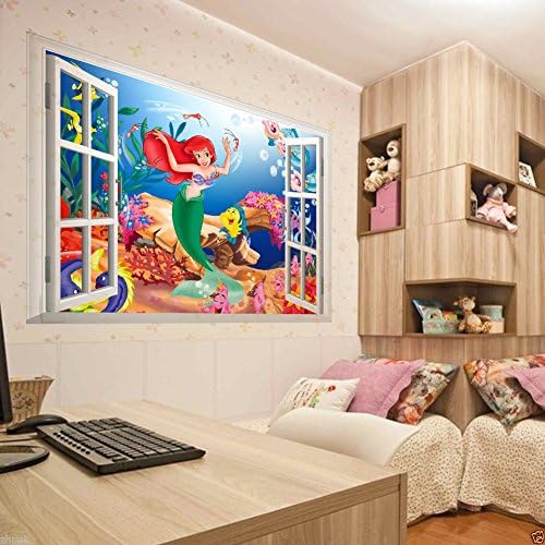 The Little Mermaid Wall Stickers for Kids Rooms Home Window Decoration Decal Art